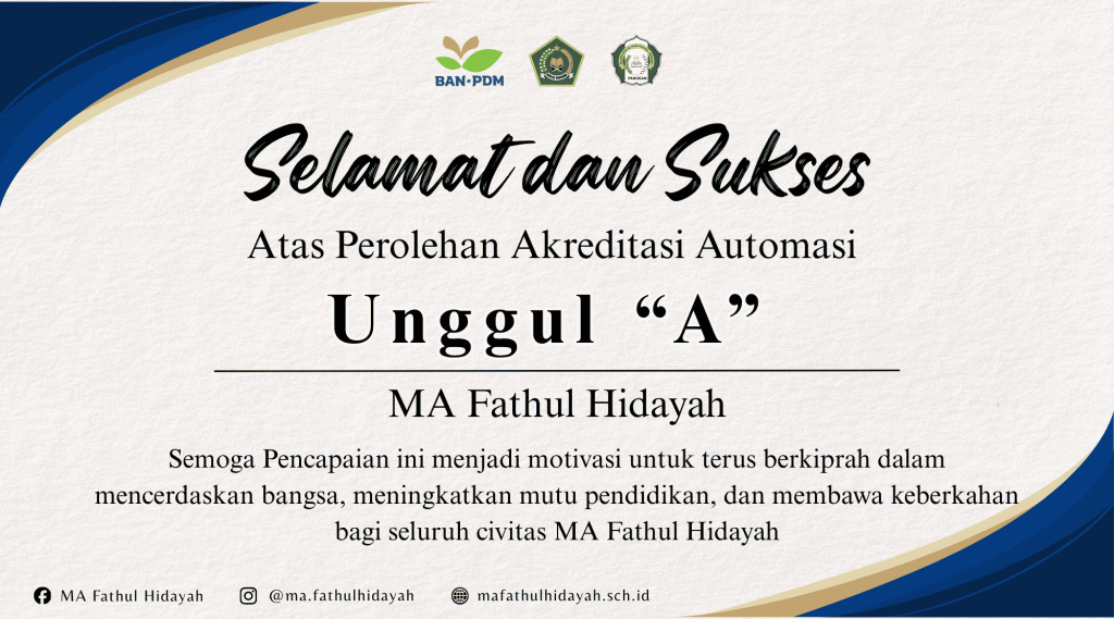 MA FATHUL HIDAYAH RAIH AKREDITASI AUTOMASI PREDIKAT UNGGUL (A)